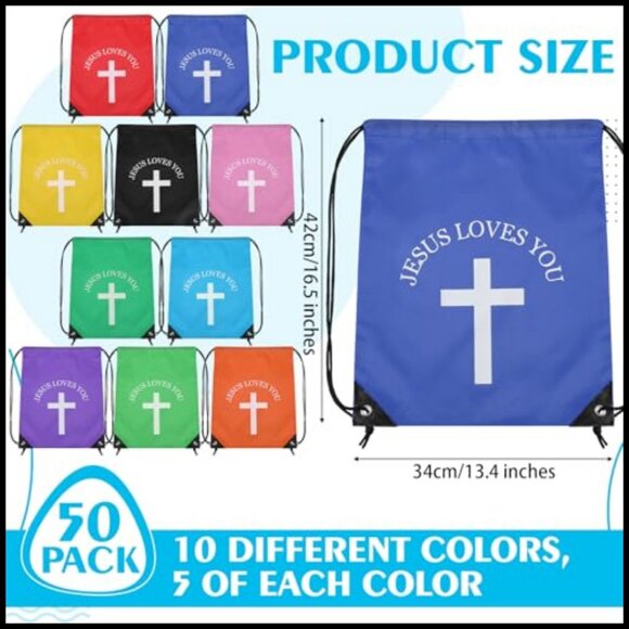 Drawstring Backpack Bulk Christian Religious Gift Bag Polyester Daypack main image 4
